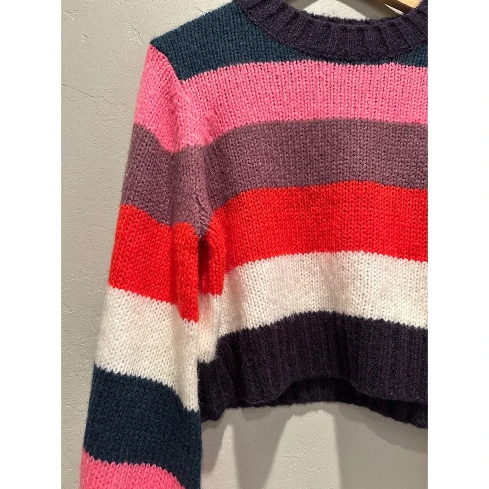 Rolla's Covergirl Gigi Knit Sweater Large Striped Wool‎ Blend Balloon Sleeves
